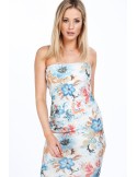 Fitted, elegant dress with blue flowers MP60389 - Online store - Boutique